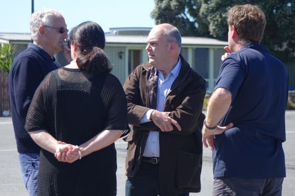 Steven Joyce in Kaikoura specking to bigger businesses.
