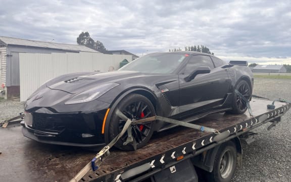 A black 2016 Chevrolet Corvette Z06 is impounded after a motorist was spotted driving at four times the posted speed limit.