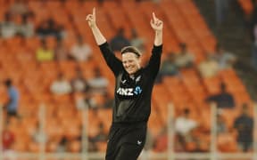 Lea Tahuhu of New Zealand celebrating a wicket, 2024