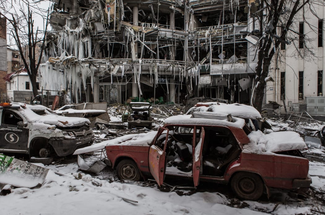 KHARKIV, UKRAINE - MARCH 09: Effects of the bombing in the center of Kharkiv, Ukraine on March 09, 2022 as Russian attacks continue.
