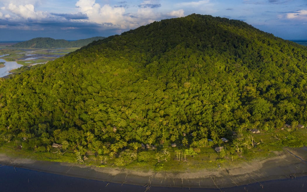 Papua New Guinea, East Sepik Province, Sepik River Region, Chambri Lake (Aerial view) (Photo by DOZIER Marc / hemis.fr / hemis.fr / Hemis via AFP)