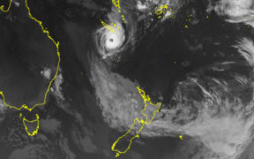 Satellite imagery of cyclone Dovi approaching New Zealand.