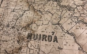 Land sale maps from Taranaki circa 1880s, with Huiroa to the fore and Waitara in the backgorund. The Waitara Dispute started the Taranaki Wars in 1860.