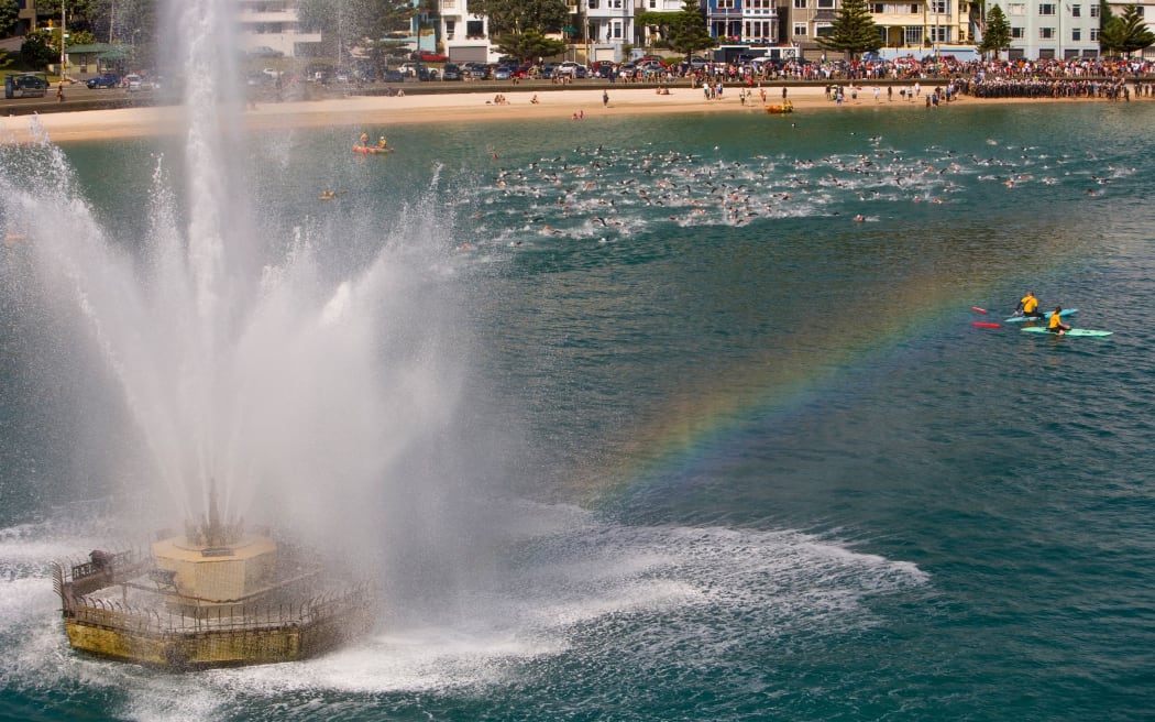 The fountain in Wellington's Oriental Bay.