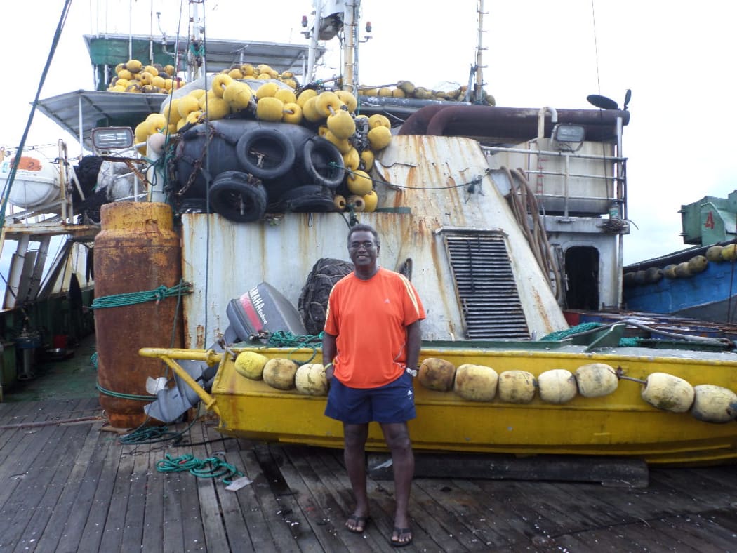 Dr. Transform Aqorau on board the F/V Lojet purse seiner in this file photo during an over two-week trip