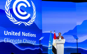 Pennelope Beckles, Minister of Planning and Development of Trinidad and Tobago addresses delegates COP27