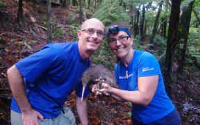 Mathematician Stephen Marsland and Isabel Castro - pictured with Blandy the kiwi - are collaborating on a project to enable computers to recognise bird calls.