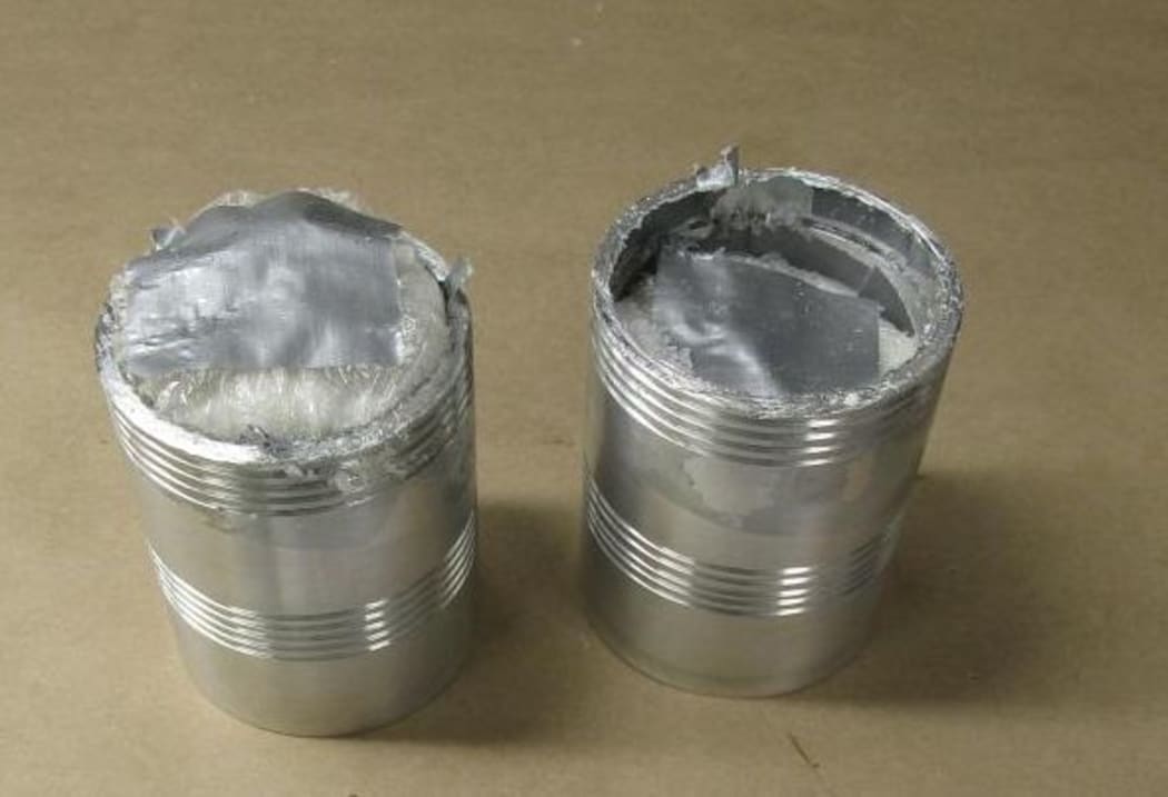 Methamphetamine was found inside metal cylinders.