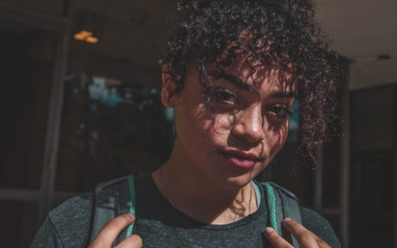 teenage girl with backpack