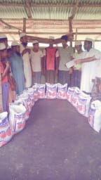 Receiving food packages in the camp in Bangladesh