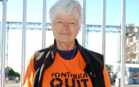 Former Green Party co-leader Jeanette Fitzsimons at the Fonterra protest.