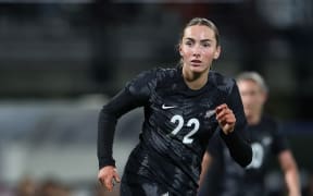 Milly Clegg of Football Ferns during the international friendly match at McLean Park, Napier , New Zealand on Monday10 July 2023. Mandatory credit: Lynne Cameron / www.photosport.nz