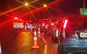 A police checkpoint at Mercer, Auckland.