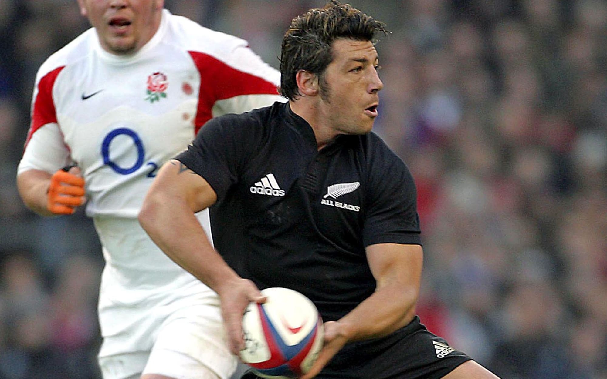 Byron Kelleher playing for the All Blacks against England in 2005.