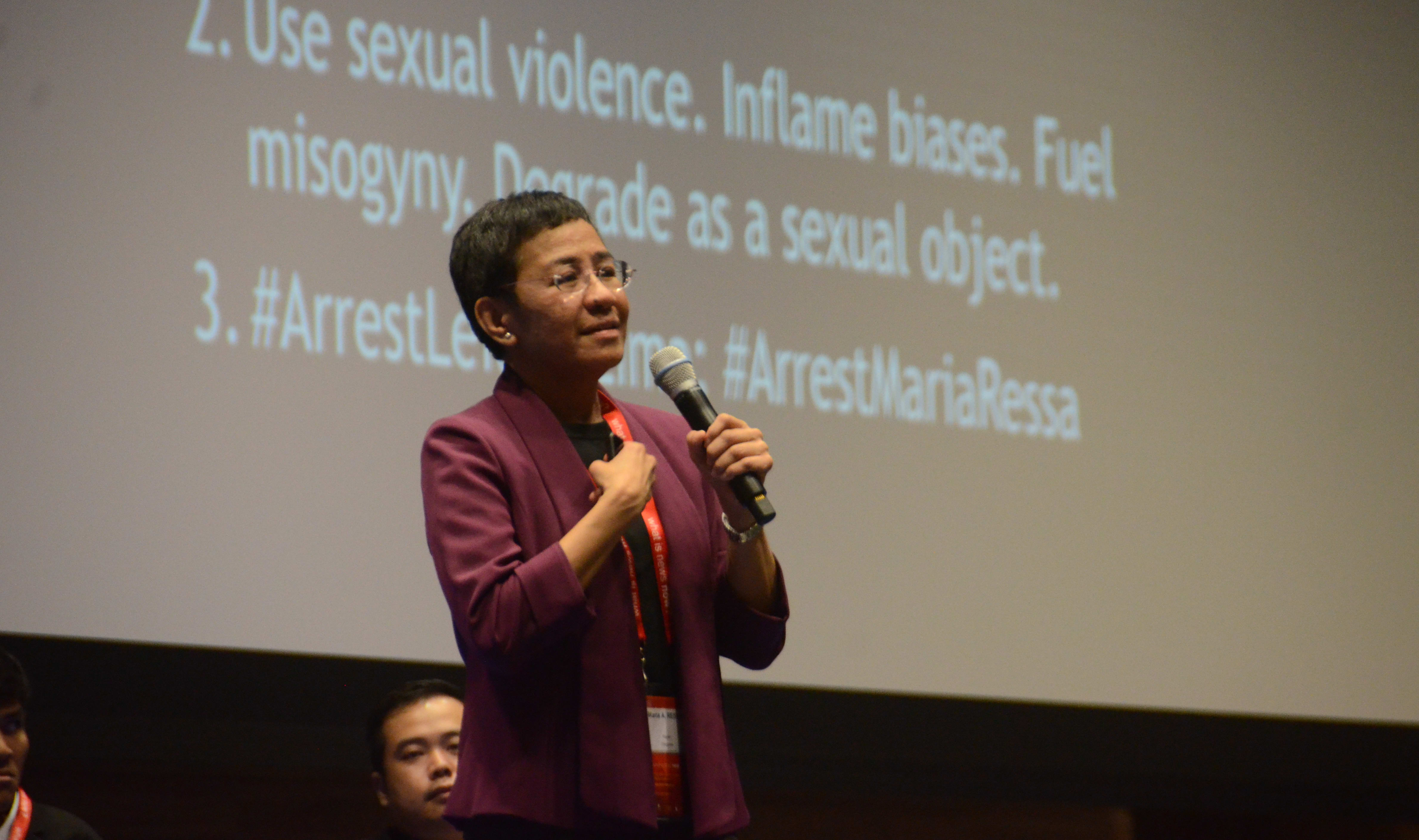 Rappler's Maria Ressa explaining 'patriotic trolling' in the Philippines.