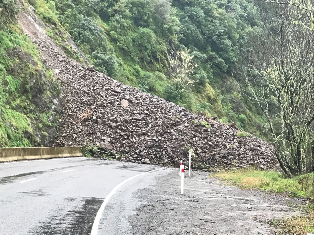 The slip has cut off the main route between Gisborne and Bay of Plenty