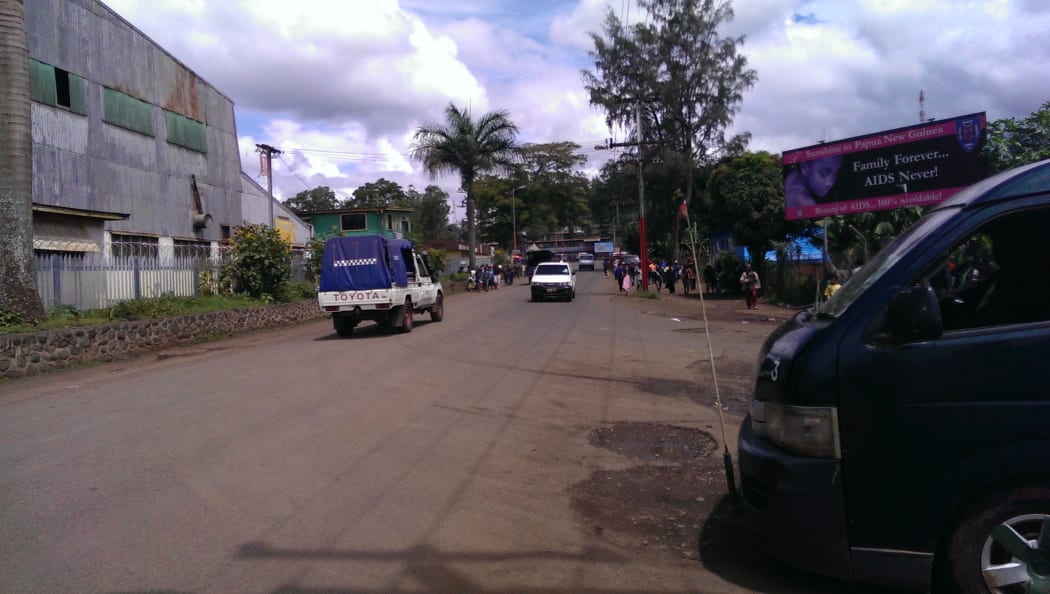 Street in Goroka, capital town of Papua New Guinea's Eastern Highlands province.