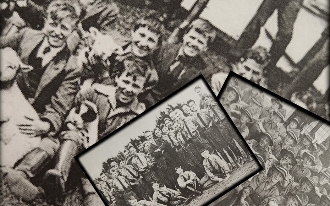 A selection of photos of the first Flock House cadets from Britain on display at the Bulls Museum.