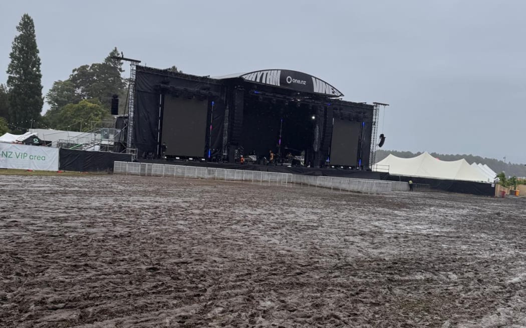 Picture shows muddy grounds.