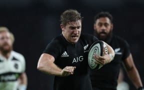 Nathan Harris playing for the All Blacks against the Barbarians in 2017.