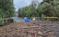 Kopu Road and flooding damage at The Limery on Kopu Road