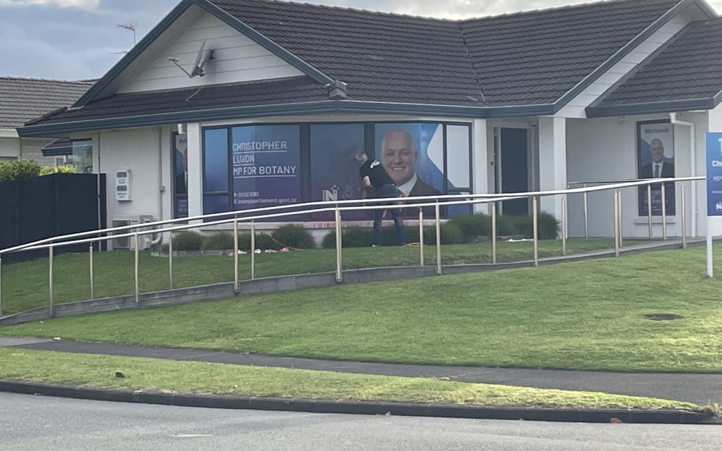 National party leader Christopher Luxon's Auckland office is being cleaned after a pro-Palestine group threw red paint on it to represent blood as it calls for the party to call for a ceasefire in Gaza.
