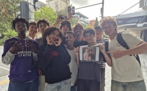 IShowSpeed fans outside Sky City Hotel in Auckland CBD on 25 November 2024.