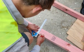 Year 13 students in a construction class at Wellington College.