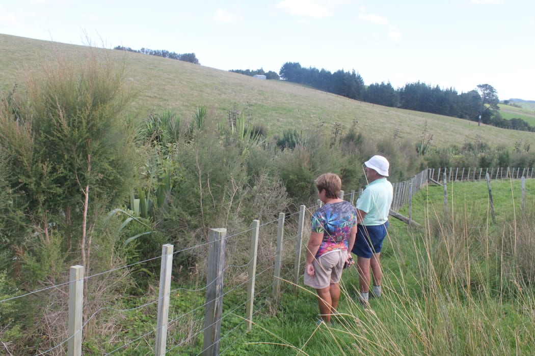 AFTER  John and Geraldine look at their first planting job along the river now three years old
