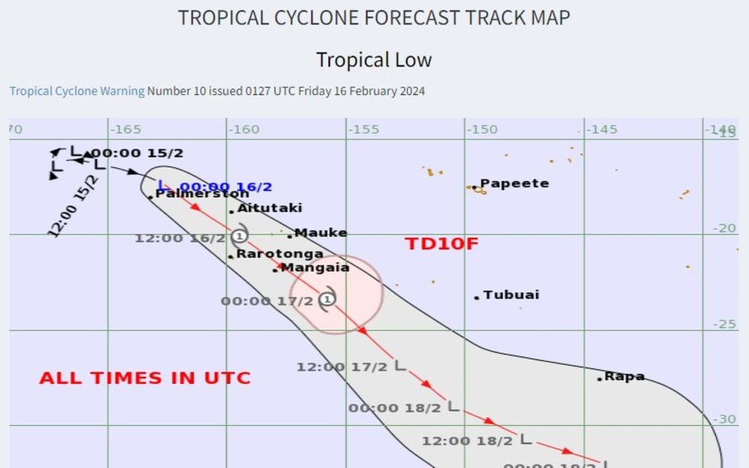 Cook Islands tropical depression track map.