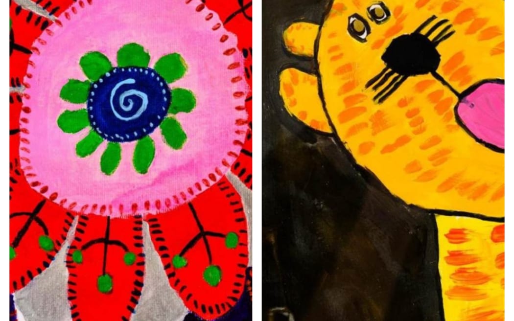 Artwork included in IHC's Data to Dignity report 2026. Rebecca Gibbs Yuck! and Amanda Wrench Flower Blossoms