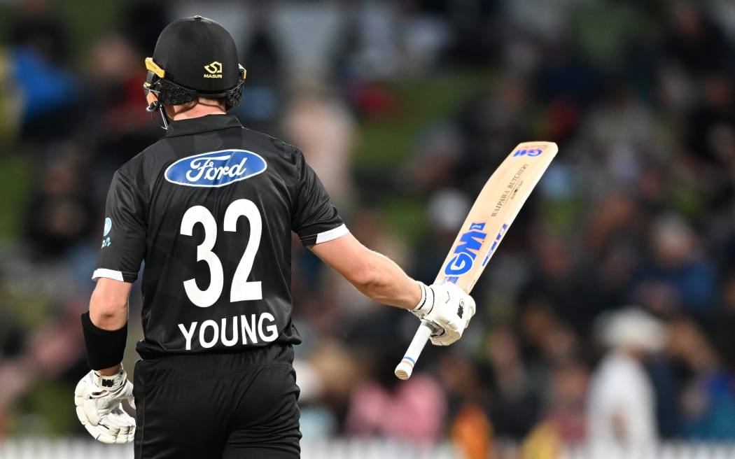 Will Young 50 not out.
New Zealand Black Caps v Sri Lanka, 3rd One Day International cricket match at Seddon Park in Hamilton, New Zealand. Friday 31 March 2023. © Photo: Andrew Cornaga / www.photosport.nz