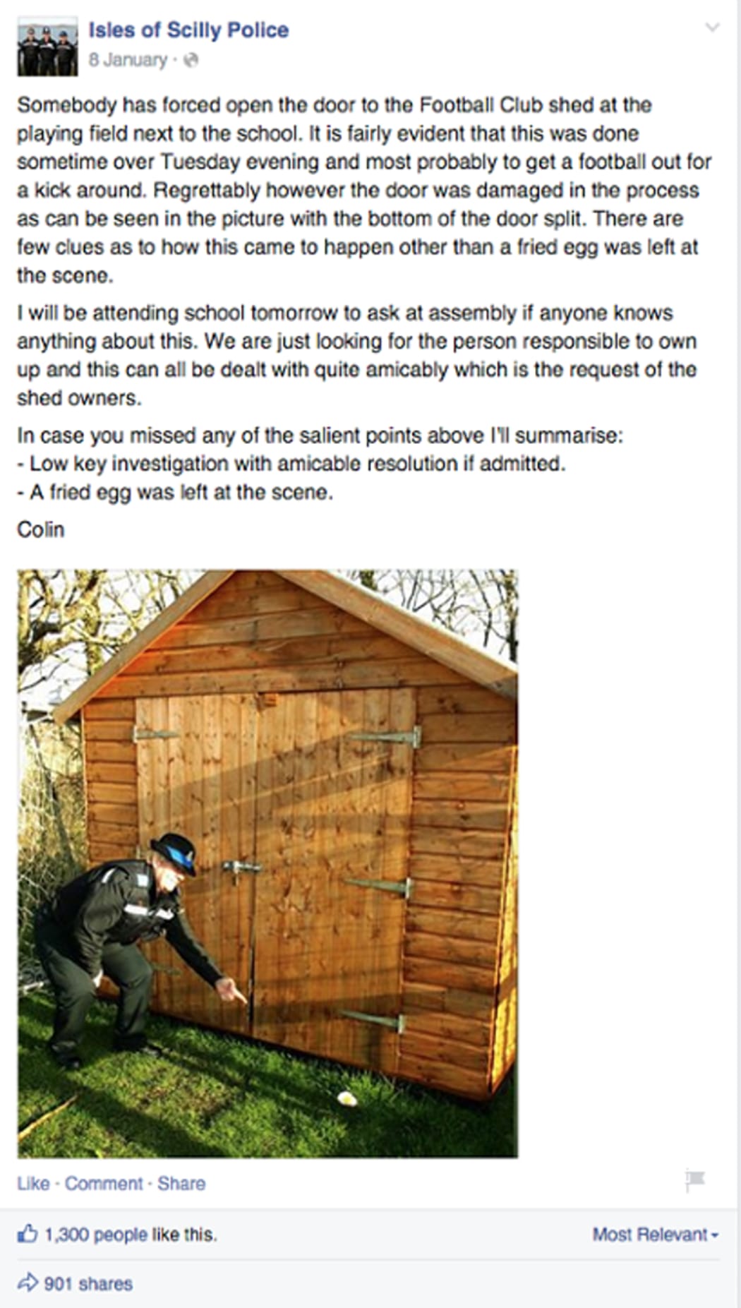 Isles of Scilly Facebook post