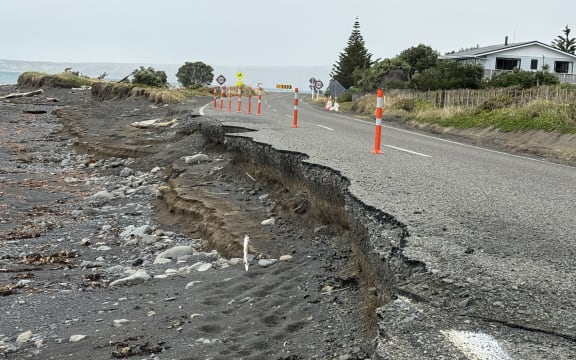 Cape Palliser Rd is slowly being reclaimed by the sea. PHOTO/SUE TEODORO