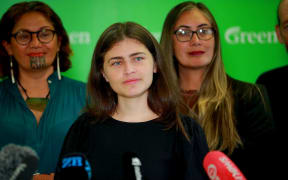 Green Party co-leader Chlöe Swarbrick speaking to reporters after winning the party co-leadership race on 10 March, 2024.