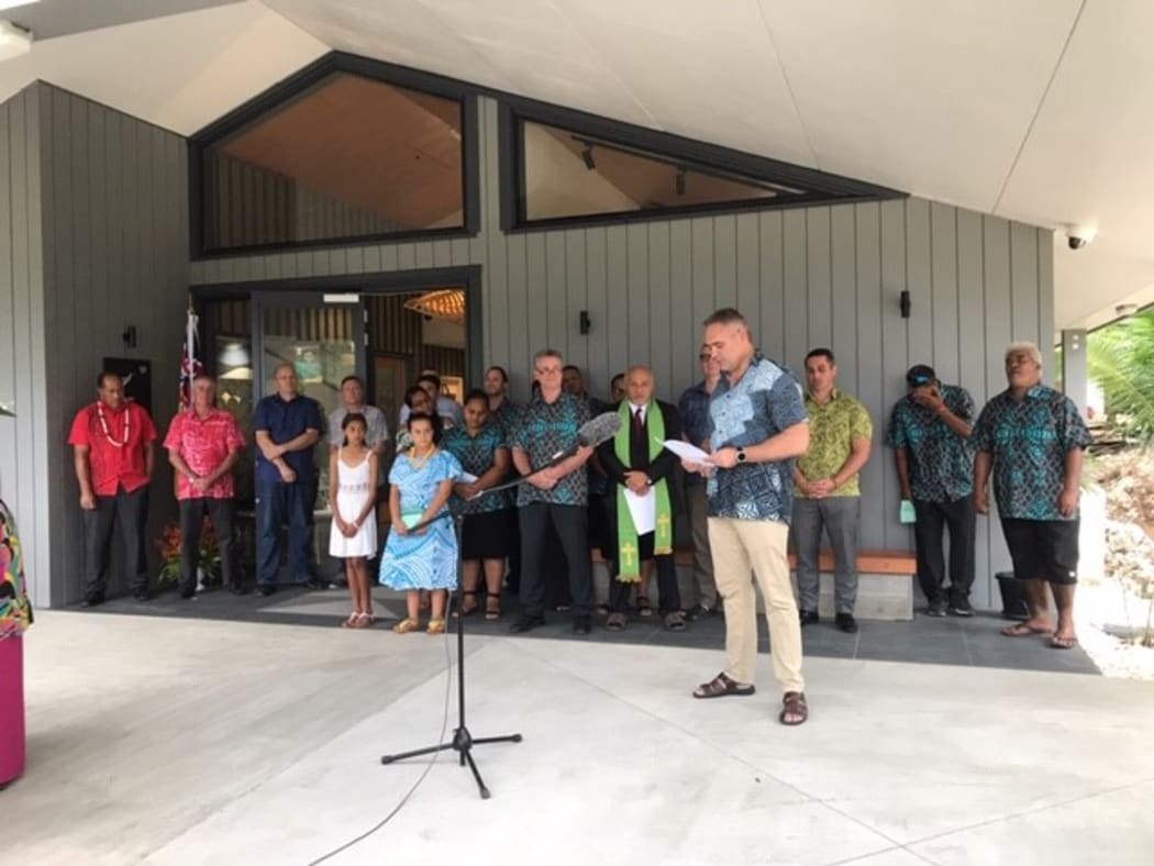 Fletcher Tabuteau speaks at the opening of the new chancery of the New Zealand High Commission on Niue