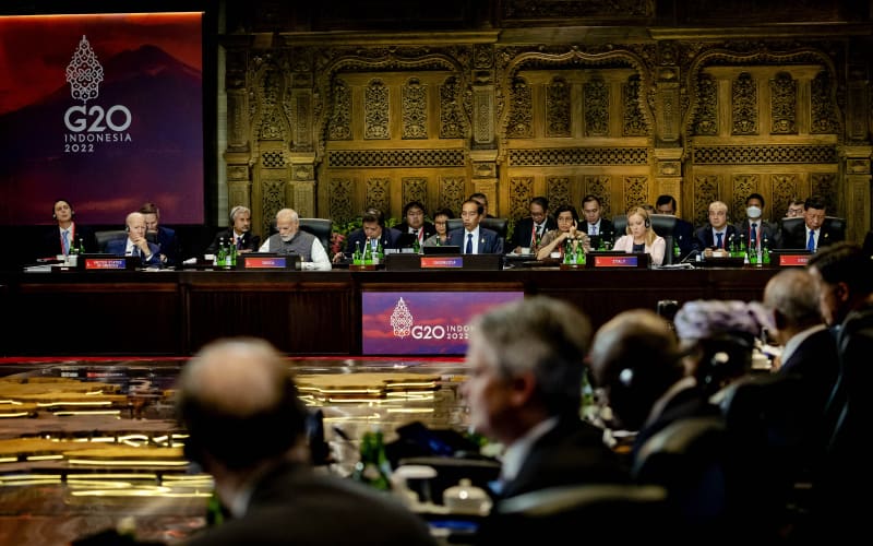 President of Indonesia Joko Widodo opens the meeting with the other world leaders at the G20 summit in Bali. During the summit, the largest economies discuss matters such as financial stability, economic growth and food security.