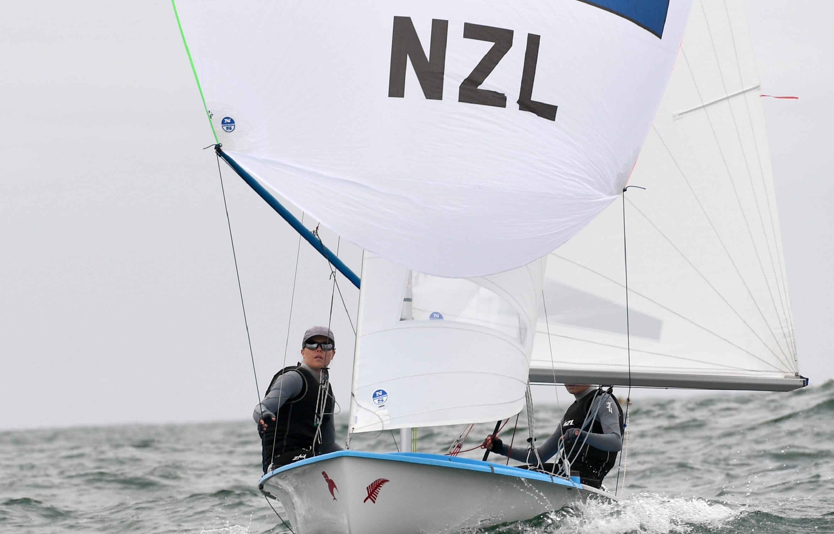 Sailors Jo Aleh and Polly Powrie take part in the Olympic Games in Rio.
