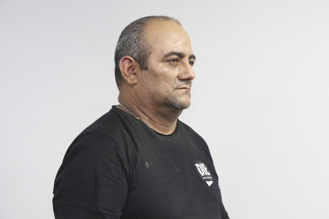 Colombia's most-wanted drug lord and head of the Gulf Clan, Dairo Antonio Usuga - alias 'Otoniel' -, after his capture in Bogota.