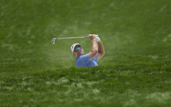 Ryan Fox plays a shot from the bunker on the third hole during the first round of the US Open at Oakmont Country Club, Oakmont, Pennsylvania, on June 12, 2025. (Photo by Patrick Smith / GETTY IMAGES NORTH AMERICA / Getty Images via AFP)