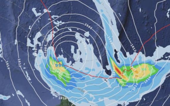 A map of Cyclone Hola's location at midday.