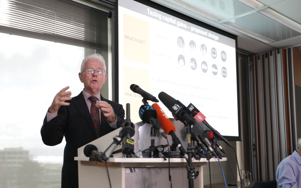 Sir Michael Cullen at the Tax Working Group announcement.