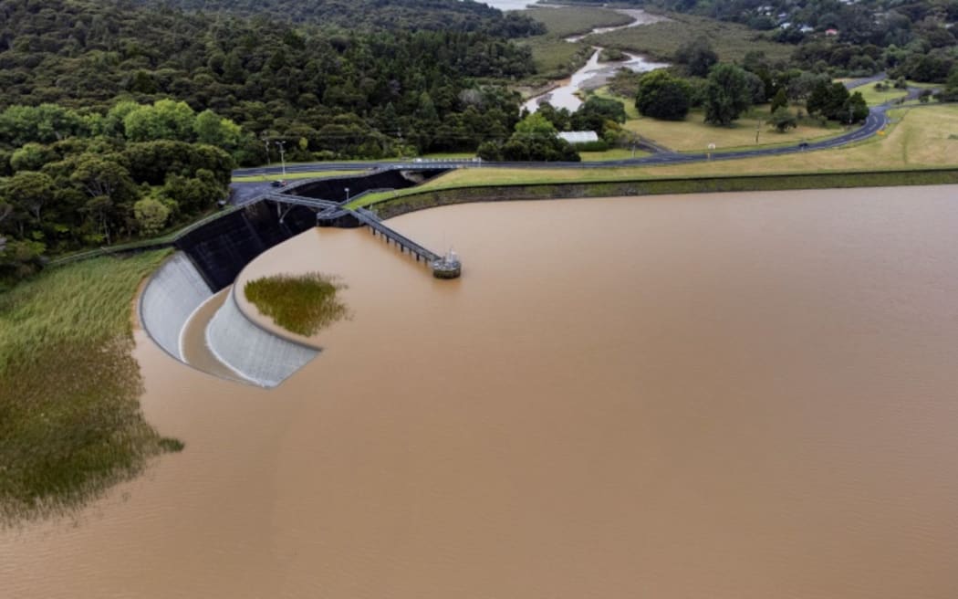 Auckland's Lower Nihotupu Dam after the Auckland Anniversary Weekend flooding.