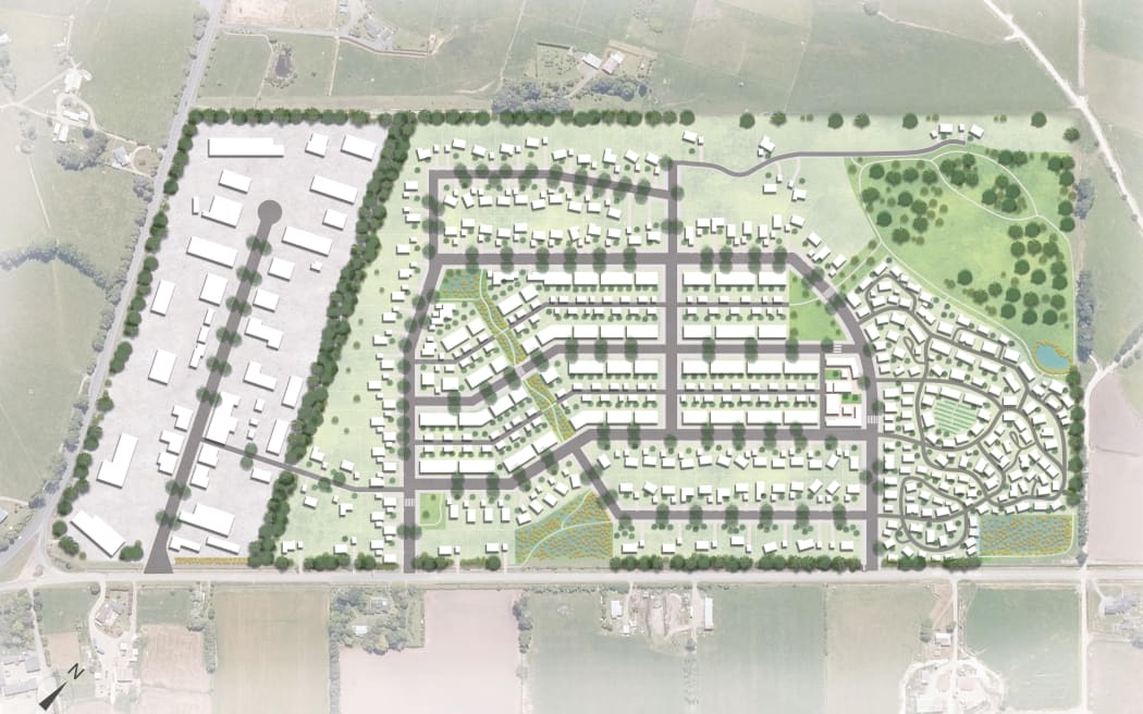 An artist's impression of the potential layout for the up to $400 million mixed use Dargaville Racecourse development