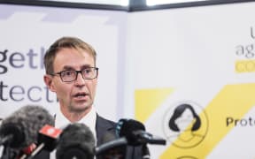Director-General of Health Dr Ashley Bloomfield at the announcement New Zealand was moving to phase three of its Omicron response at 11.59pm on Thursday.