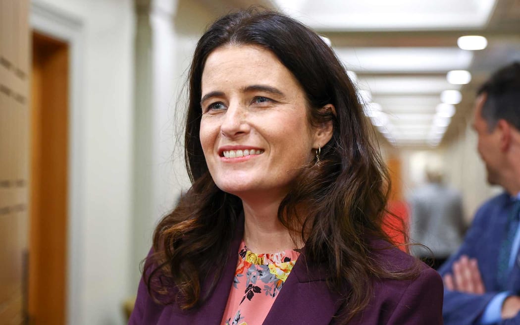 Nicola Willis of the National Party looks on prior to a press conference at Parliament on October 20, 2020