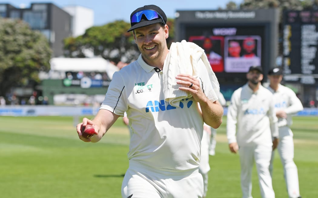 New Zealand bowler Jacob Duffy, player of the match, second Test vs West Indies, Basin Reserve, 2025.
