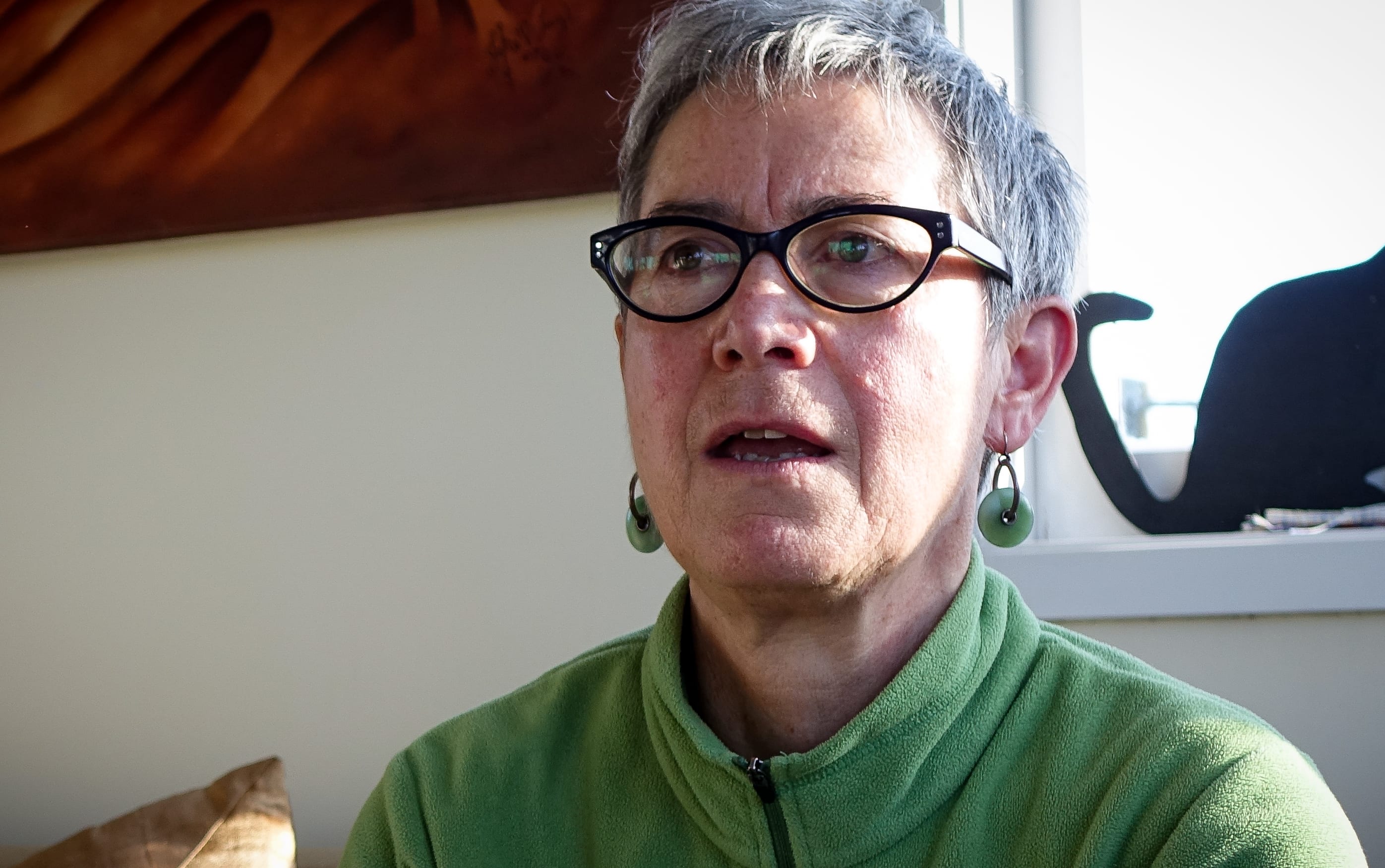 Professor Jane Kelsey at her home