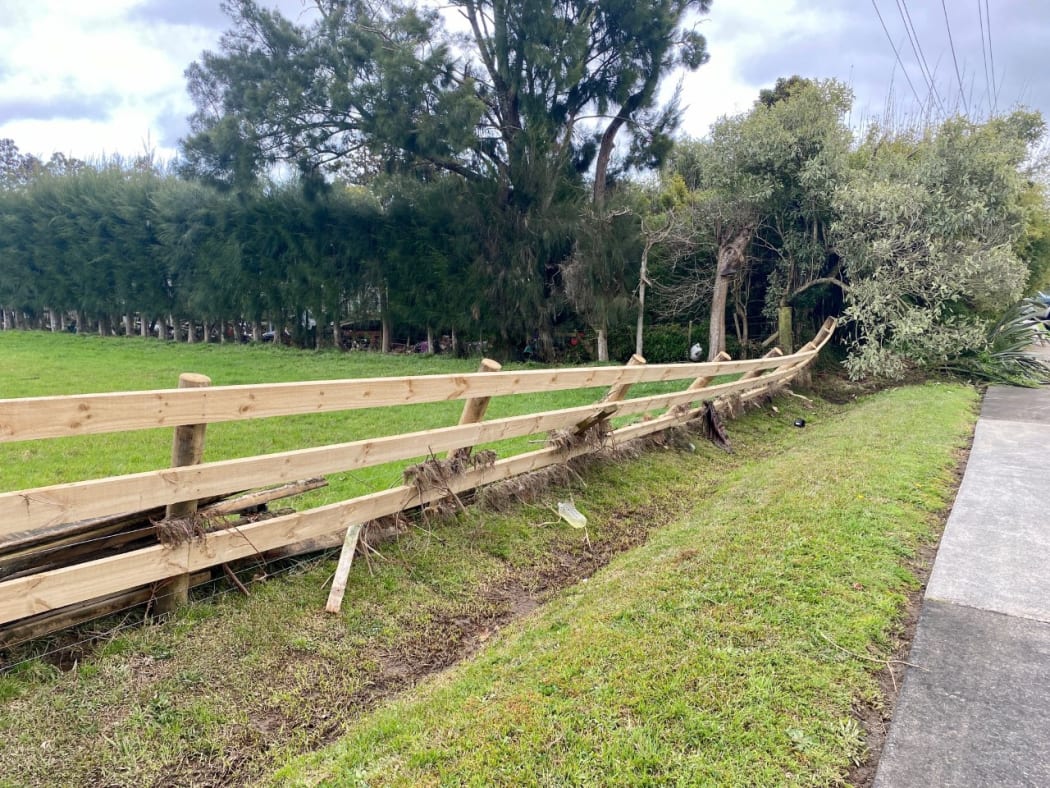 Fences were also damaged.