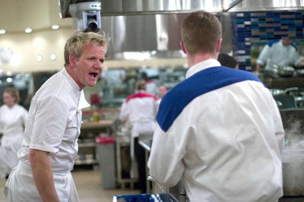 HELL'S KITCHEN: Chef Ramsay (L) gets fired up during dinner service  on an all-new HELL'S KITCHEN airing Tuesday, Aug. 18 (8:00-9:00 PM ET/PT) on FOX. ©2009 Fox Broadcasting Co. Cr: Patrick Wymore/FOX
